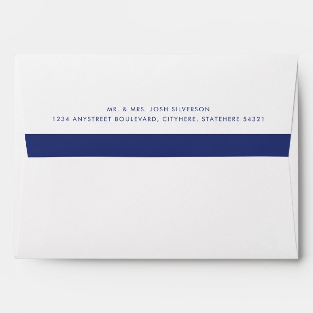 Navy Blue Stripe Return Address Mailing Envelope (Back (Top Flap))