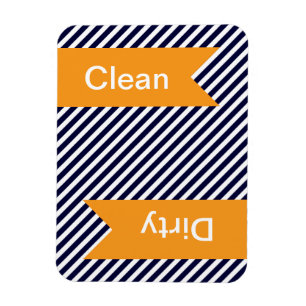 Navy Blue Striped Clean - Dirty Dishwasher Magnets