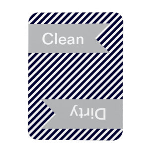 Navy Blue Striped Clean - Dirty Dishwasher Magnets
