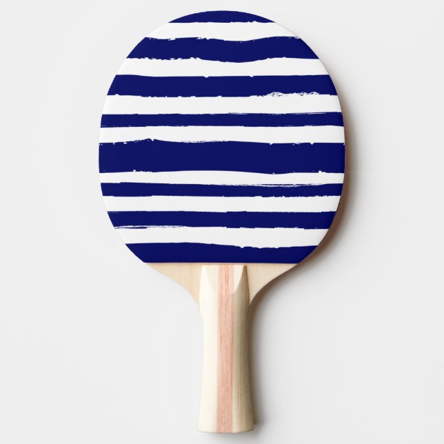 Navy Blue Striped Ping Pong Paddle (Front)