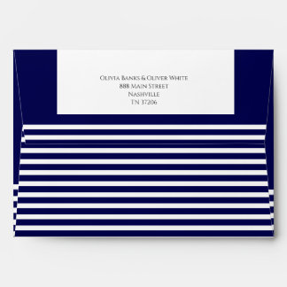 Navy Blue Striped - Wedding Invitation Envelope