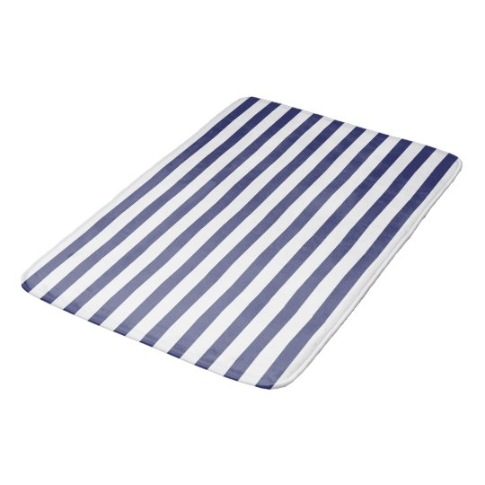 Navy Blue Stripes Bath Mat Zazzle Co Uk