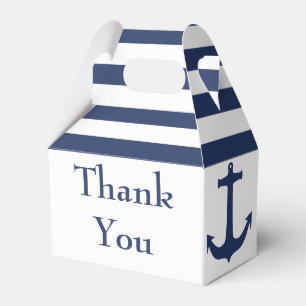 Navy Blue Stripes Boat Anchor Nautical Theme Favour Box