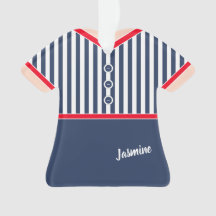 Navy Blue Stripes Red Trim Athletic Tennis Outfit
