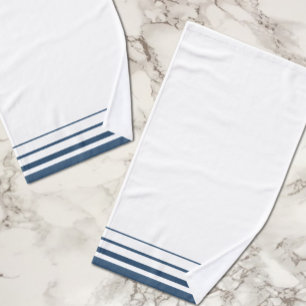 Navy Blue Stripes Rustic Hand Towel