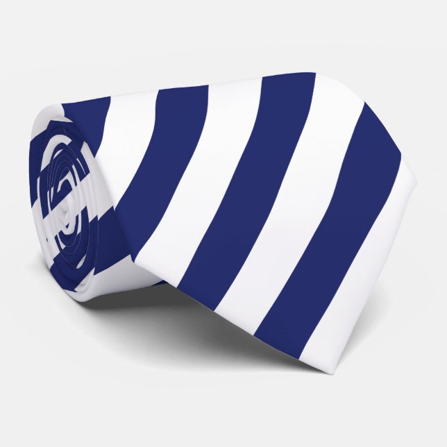 Navy Blue Stripes Tie (Rolled)