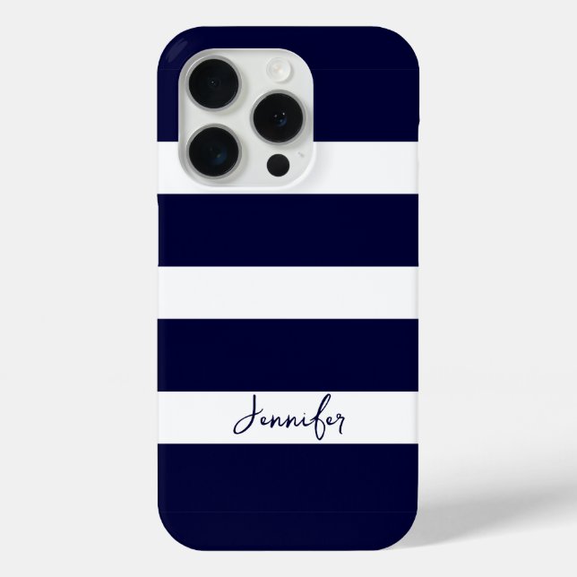 Navy Blue Stripes & White Stripes Case-Mate iPhone Case (Back)