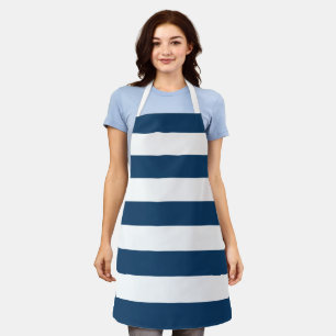 Navy Blue Stripes, White Stripes, Striped Pattern Apron