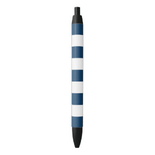 Navy Blue Stripes, White Stripes, Striped Pattern Black Ink Pen