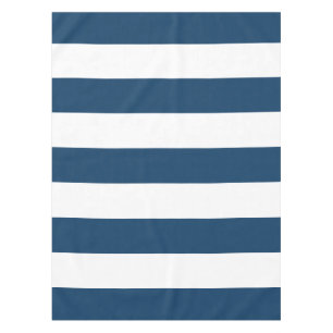 Navy Blue Stripes, White Stripes, Striped Pattern Tablecloth