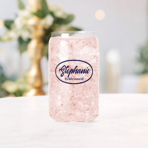 Navy Blue Stylised Name Bridesmaid Glass