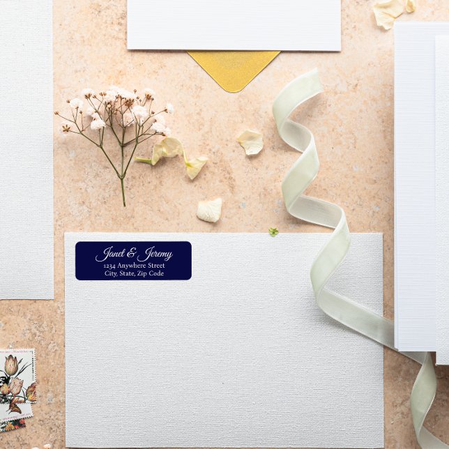 Navy Blue Stylised Name Wedding Return Address (In Situ Wedding)