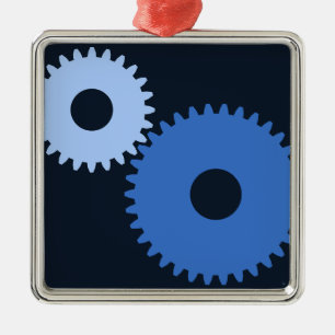 Navy Blue stylish machine cogs Metal Tree Decoration