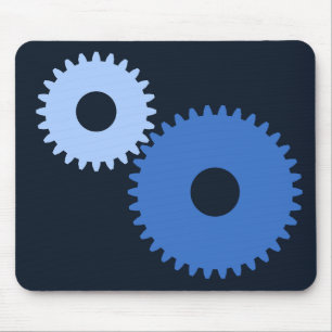 Navy Blue stylish machine cogs Mouse Mat