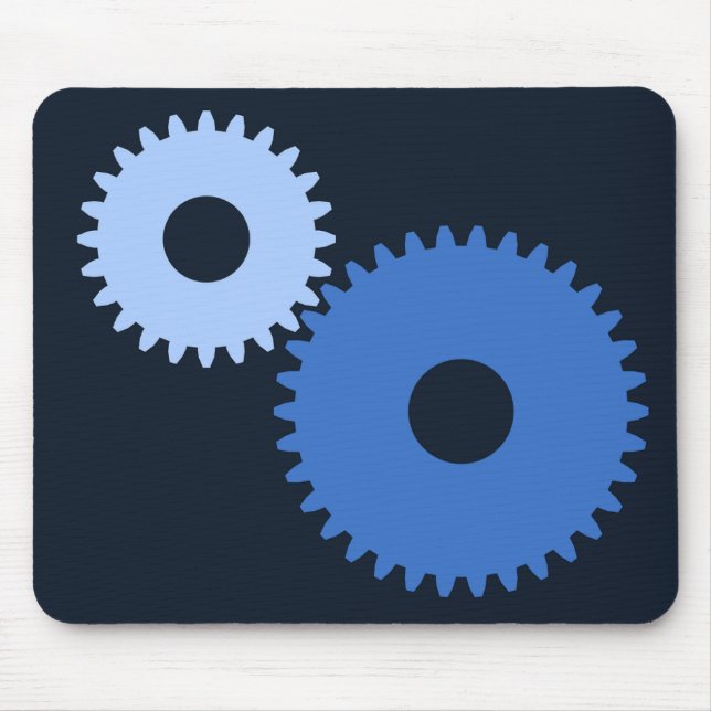 Navy Blue stylish machine cogs Mouse Mat (Front)