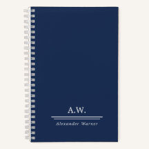 Navy Blue Stylish Monogram & Name