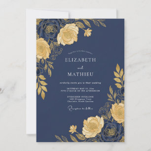 Navy Blue Sublime Evening Wedding Invitation