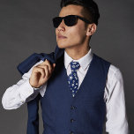 Navy Blue Summer Pattern Tie<br><div class="desc">Navy blue tie with tiny summer pattern print. A fun tie to wear all summer long with a whitish pattern that includes sunshine, palm trees, flip flops, sunglasses and seashells. Perfect for office attire or summer celebrations and events.</div>