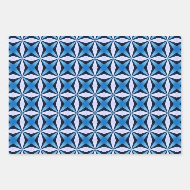Navy blue sunburst, modern blue starburst wrapping paper sheet (Front)