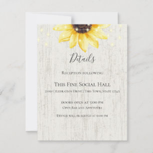 Navy Blue Sunflower and Lights Rustic Wedding Invi Invitation