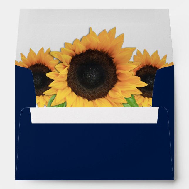 Navy Blue Sunflower Envelopes with Return Address (Back (Bottom))