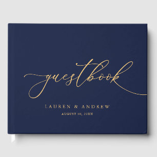 Navy Blue & Sunflower Gold 1 Wedding Guestbook