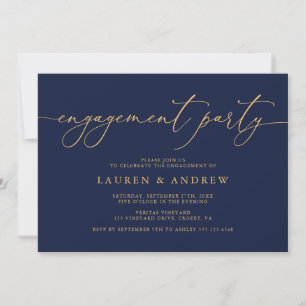 Navy Blue & Sunflower Gold Engagement Party Invitation