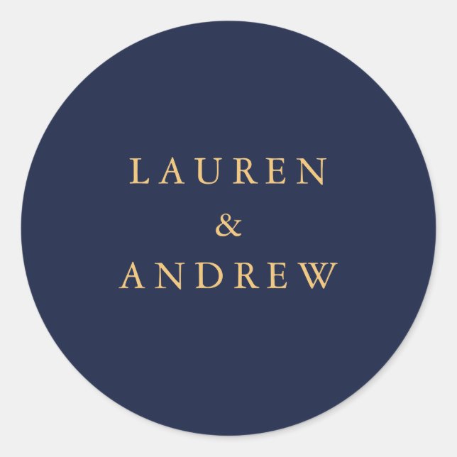 Navy Blue & Sunflower Gold Wedding Envelope Seals (Front)