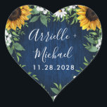 Navy Blue Sunflower Rustic Wedding Favours Sticker<br><div class="desc">Navy Blue Sunflower Rustic Wedding Favours Stickers - feature a barn wood background decorated with watercolor daisies,  sunflowers,  greenery,  baby's breath,  and lily of the valley.</div>