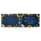 Navy Blue Sunflower Rustic Wedding Guest Book