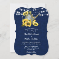 Navy Blue Sunflower Watering Can Burlap Wedding