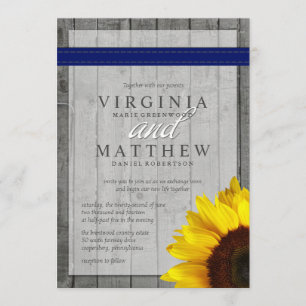 NAVY BLUE & SUNFLOWER WEDDING INVITATION
