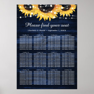 Navy Blue Sunflower Wedding Seating Chart 12