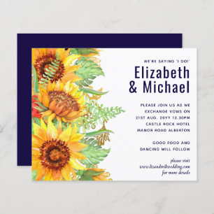 Navy Blue Sunflowers Wedding Modern Budget