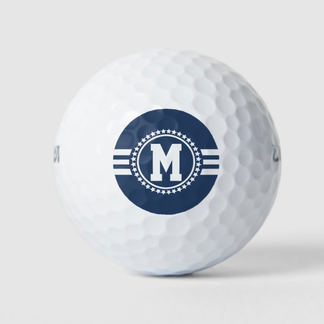 Navy Blue Superstar Monogram Golf Balls (Front)