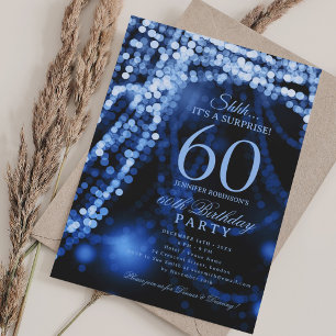 Navy Blue   Surprise 60th Birthday Party  Invitation