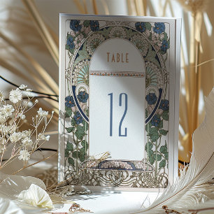 Navy Blue Table Number Vintage Art Nouveau Wedding