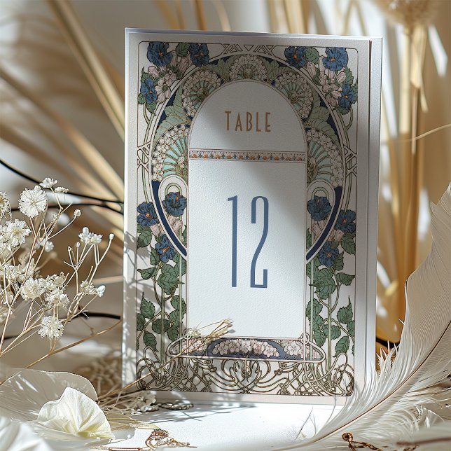 Navy Blue Table Number Vintage Art Nouveau Wedding (Creator Uploaded)