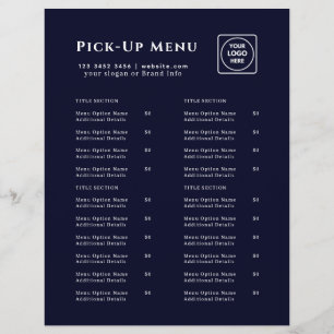 Navy Blue Takeout Logo   Custom Restaurant  Flyer