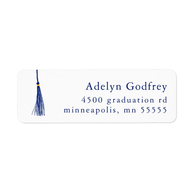 Navy Blue Tassel Graduation Return Address (Front)