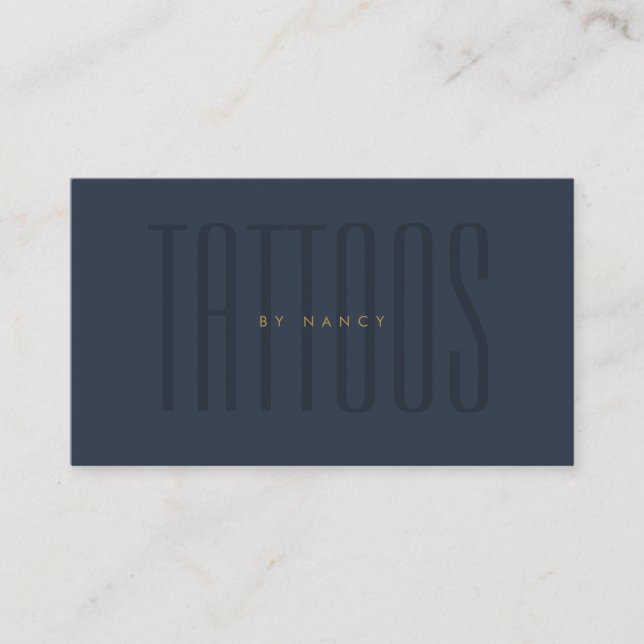 Navy Blue Tattoos Tattoo Artist Minimalist   Business Card (Front)