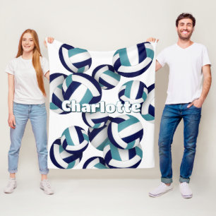 navy blue teal volleyball team colours room decor fleece blanket