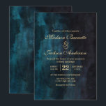 Navy Blue Teal Watercolor Gold Wedding Invitation<br><div class="desc">Navy Blue & Teal Watercolor & Gold Glam Perfect for Fall or Winter Wedding Invitations With trendy Hand Lettered Script font! ~ Check my shop to see the entire wedding collection with this design!</div>