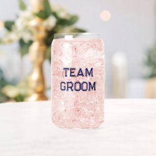 Navy Blue Team Groom Bachelor Party Can Glass