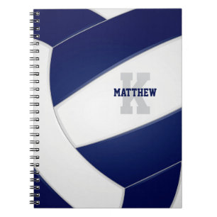 navy blue team sports girls boys volleyball notebook