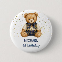 Navy Blue Teddy Bear Boy Personalised Birthday