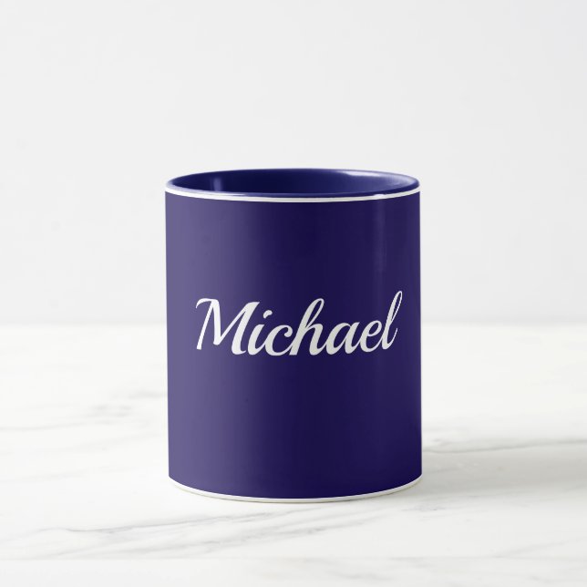 Navy Blue Template, White Text, Customizable, Mug (Center)