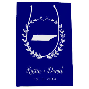 Navy Blue Tennessee Map Wedding Welcome Swag Medium Gift Bag