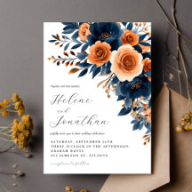 Navy Blue Terracotta Burnt Orange Elegant Wedding