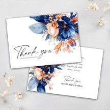 Navy Blue Terracotta Floral Elegant Wedding